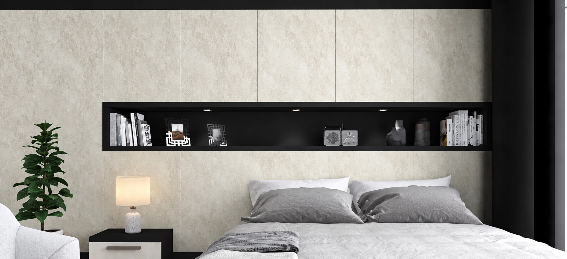 Detalle ampliado del acabado Soft Touch Black 723